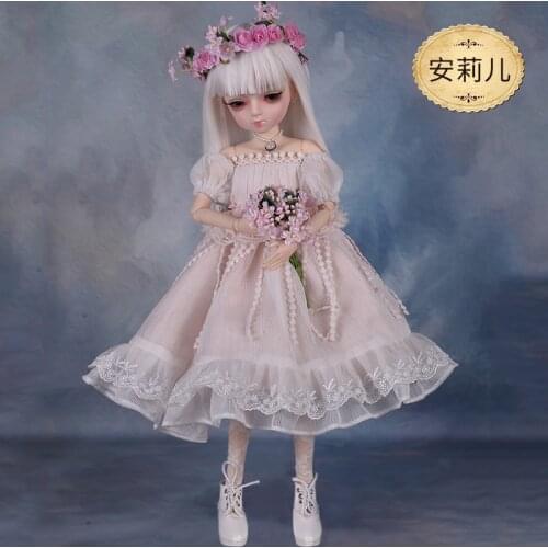1/4 BJD Doll 45cm SD Dolls 18 Ball Joints With Full Outfits White Wig Princess Dress Shoes Makeup Girl Dress Up Toys