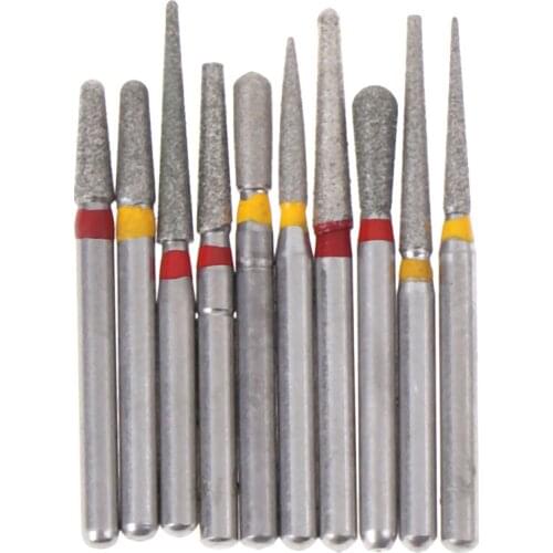 10pcs/kit Dental Diamond Burs For Teeth Porcelain Ceramics Composite Polishing High Quality