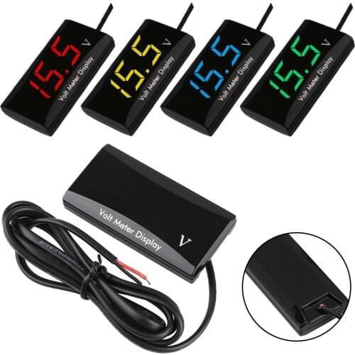 12V SPEC Digital LED Display Voltmeter Car Motorcycle Volt Gauge Panel Meter Red Yellow Blue Green