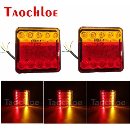 2Pcs 12V - 80V Forklift Trailer Tail Light Stop Turn Tail Lights ATV RV Boat Tractor Rear Light Car Back Lamp Red Amber