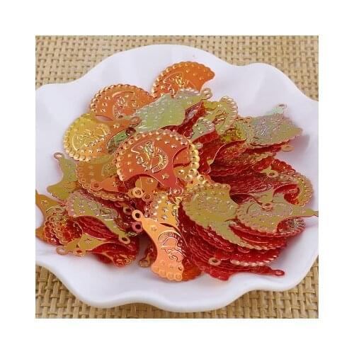 200pcs 24*26mm Sequin Pendant Flat Paillettes Sewing Craft DIY Accessory Head Portraits Red Belly Dance Scarf Coins