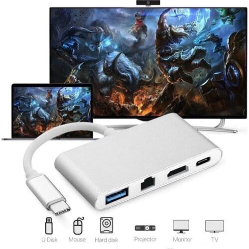 2018 New USB C to HDMI 4K+ RJ45 Gigabit Ethernet+ USB 3.1 Type C Hub Adapter