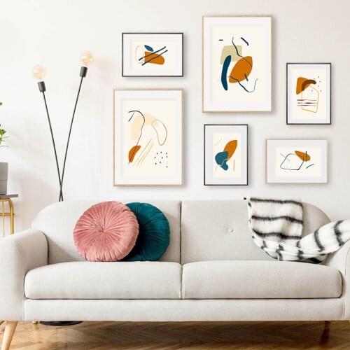 Abstract Brush Strokes Geometric Canvas Painting Trendy Creative Texture Poster Print Wall Art Pictures Living Room Home Decor
