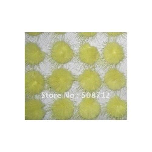 Free shipping!!!! mink fur ball embellishment sew trim for DIY craft hair accessory 30mm light yellow