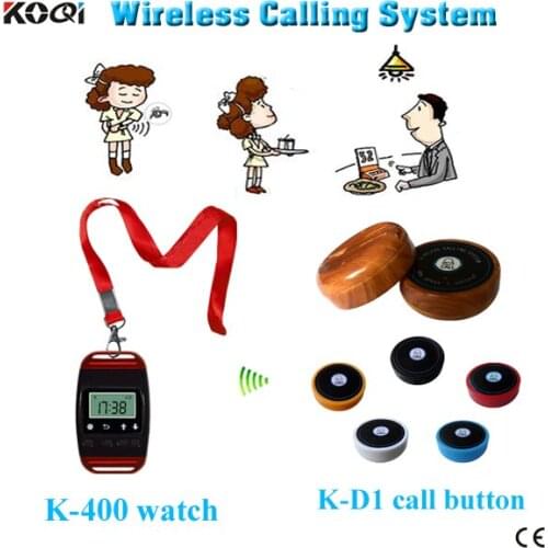 Wireless Call Bell Small Restaurant Waiter Caller 4pcs waiter watch and 22pcs table bell