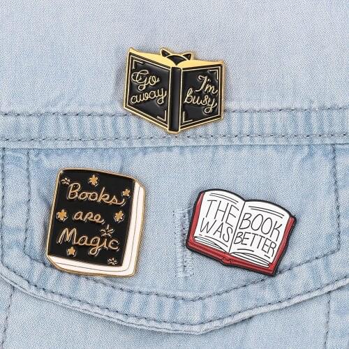 Book Pins Brooch Collection Better Magic Book Brooches Literature Reader Pin Badge Lapel Pins Gift for Book Lovers