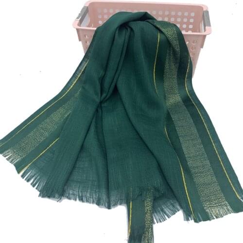 Wholesale Price Cotton Headscarf Muslim Hijab Scarf Islam Head Wraps Foulard Femme Musulman Gold Yarn Womens Scarves