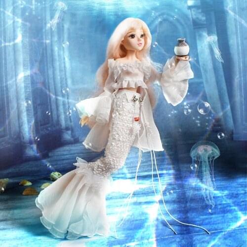 DBS MMGirl 12 constellations Pisces 1/6 30cm white fishtail fantasy 14 joint body dolls toy with exquisite gift box
