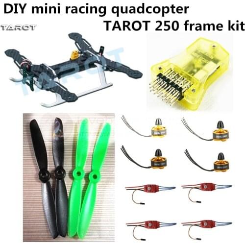 DIY FPV mini drone race quadcopter Tarot 250 frame + mini CC3D + 1806 2400KV motor + Simon K 12A ESC + 5045 ABS propellers