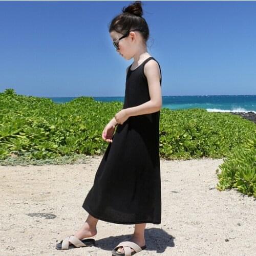 Maxi Long Holiday Teenage Girl Princess Toddler Clothing Baby Fashion Dress For Kids Black Sundress Kids Clothes Summer 2019 New