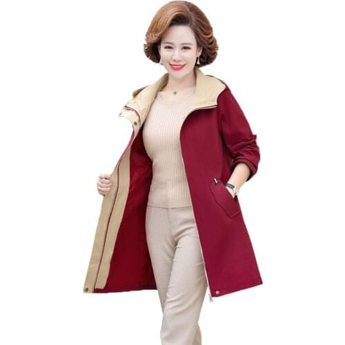 Middle aged Womens Jacket New Spring Autumn Mother Clothing Outerwear Female Loose Top Ladies Overcoat Plus Size Outcoat Women