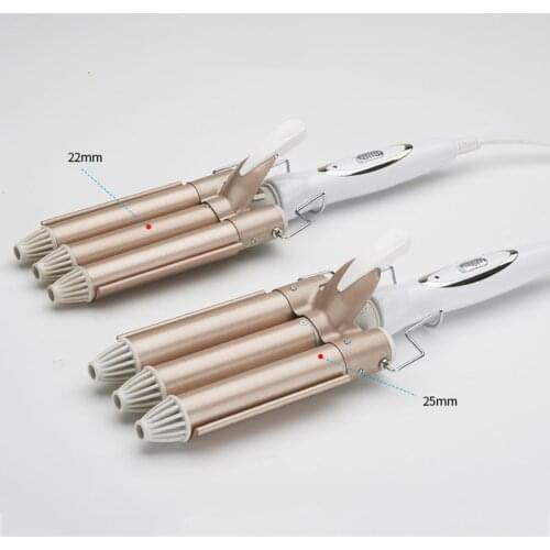 Electric Hair Curler 3 Barrel 2 Speed Temperature Control Hair Curling Wand for Beachy Frizz Free Waves Curly Hair 110V