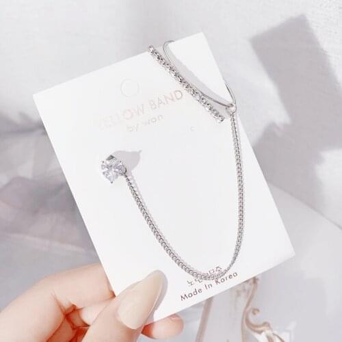 European and American fashion super flash design earrings chain earrings asymmetric advanced sense earrings women