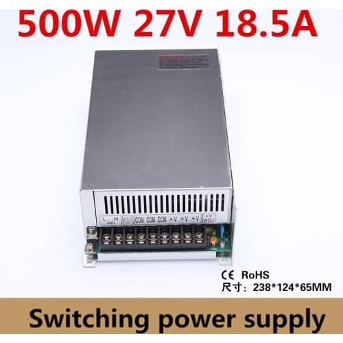 Single output 500W switching power supply 27V 18.5A for CNC Router Foaming Mill Cut Laser Engraver Plasma LED ac/dc transformer