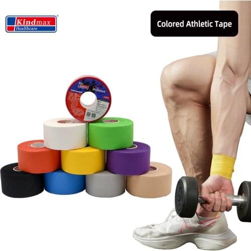 Kindmax All Cotton Sports Tape Kinesiology Taping US Style Colored Serrated Rigid Athletic Tape Strain Injury Support Roll