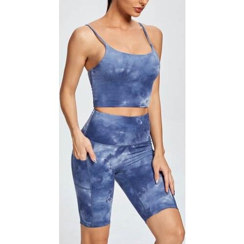 2 Piece Workout Set Fitness Yoga Clothing Workout Colthes For Women Sports Wear Tracksuit Nylon Gym Pocket Sports Bra Set