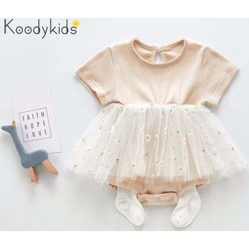 Koodykids 2020 Baby Girl Dress Jumpersuit Summer Triangle Dress Romper Toddler Girls Dress Mesh Clothes New Jumpersuits Outfit