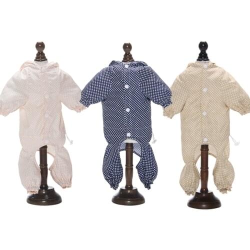 Korean Dot Print Dog Raincoat for Small Medium Dogs Summer Waterproof Puppy Cat Jumpsuit Chihuahua Overalls Pet Clothes Costume