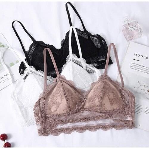 Lace Bra For Women Sexy Backless Invisible Brassiere Wire Free Female Underwear Bh Comfort Solid Active Push Up Bralette 2021