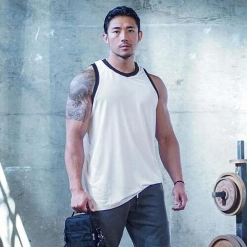 Brand Solid Fitness mens sleeveless shirts Mesh Gym Stringer Tank Top Men Canotta Bodybuilding Clothing Quick Dry Muscle Vest