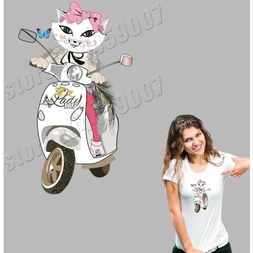 Motor Cat Patches A-level Washable DIY Accessory Stickers Quality Iron Heating Parches Heat Transfers Decor For Jackets