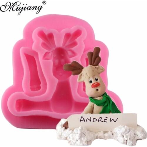 Mujiang Cute Deer Fondant Cake Decorating Tools Animals Chocolate Candy Molds Sugarcraft Christmas Cupcake Baking Silicone Mould