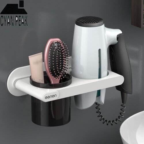Hair Dryer Holder Bathroom Storage Rack Wall Mounted Rack Multi-function Toilet Shelf Bathroom Organizer Hair Dryer Storage Rack