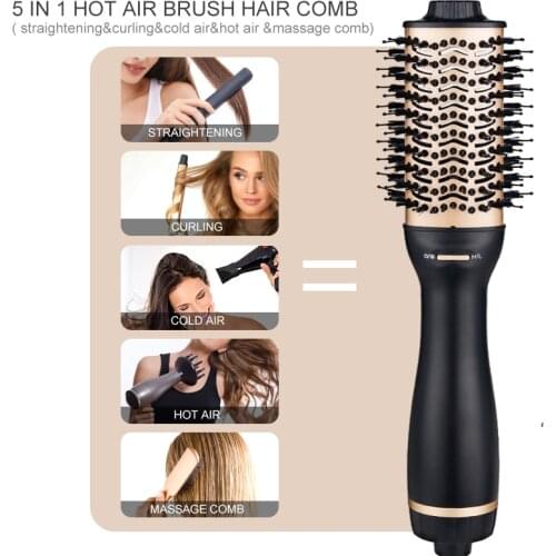 One-Step Hair Dryer and Volumizer Hot Air Brush Styler 3 In 1 Straightener Curling Comb Salon Tools