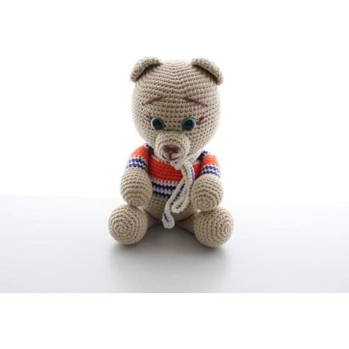 Finecraft İnnocent Teddy Bear Plush Toy, Knitted And Stuffed Using 100% Organic Handmade Cotton Yarn