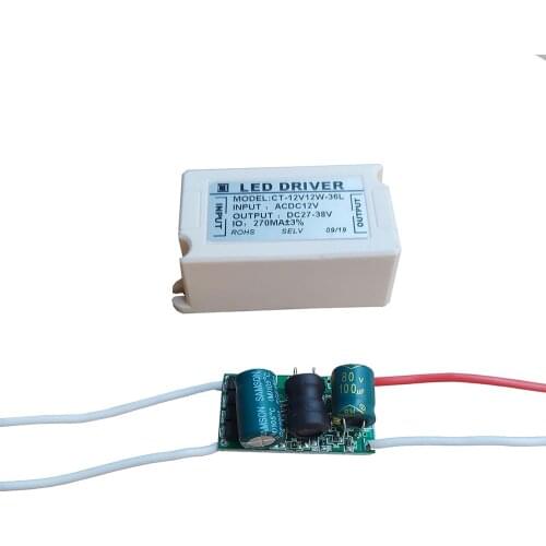 12V AC DC Input Low Voltage 9-12X1W 9W-12W LED Driver with High-Temp Wire Output 27-38V 300mA