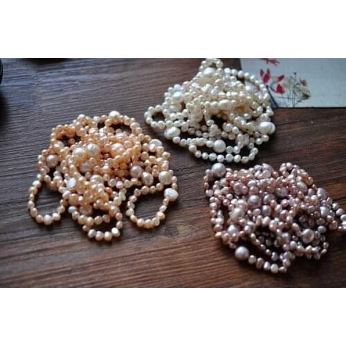 Freshwater pearl white/pink /purple baroque necklace 7-8mm 5-6mm 80inch wholesale beads FPPJ
