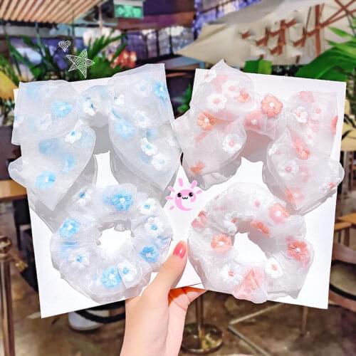 Ruoshui Woman Embroidery Hair Ties Girls Elasit Hairband Women Hair Accessories Scrunchies Rubber Band Lady Ponytail Holders