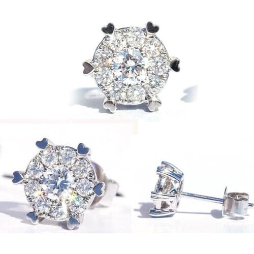 Hear shape Lab Diamond Stud Earring 100% original 925 sterling silver Bijou Party Wedding Earrings for Women Bridal Jewelry Gift