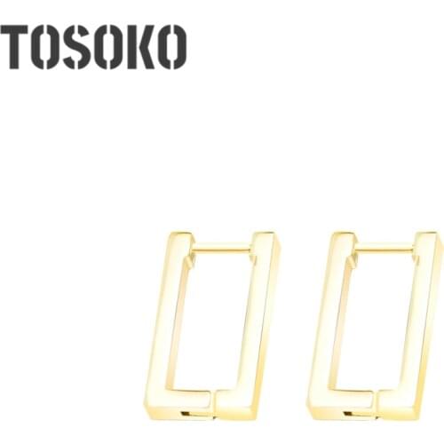 TOSOKO Stainless Steel Door Shaped Earrings Hollow Rectangular Earrings Womens Fashion Jewelry BSF254