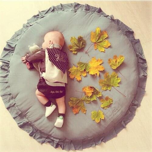 Nordic Newborn Baby Padded Play Mats Soft Cotton Crawling Mat Girls Game Rugs Round Floor Carpet For Kids Interior Room Decor