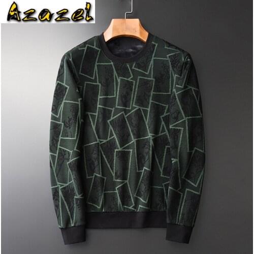 Azazel Add Velvet Thick Sweatshirt Men Luxury Round Collar Contrast Color Sweatshirt Male Autumn Winter Thick Mens Hoodies 4XL