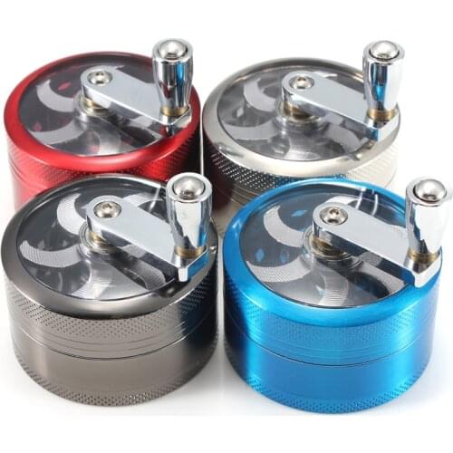3 Layers Herb Tobacco Spice Weeds Grass Aluminium Grinder Smoke Crusher Hand Crank Muller Mill Pollinator Smoking Accessories
