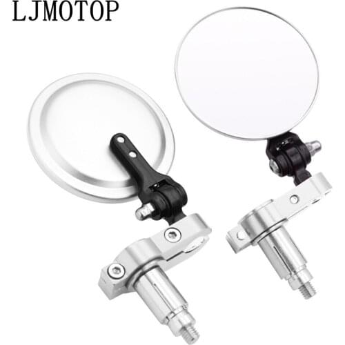 Universal Motorcycle Mirrors 3 Inch Round Folding Bar End Side Mirror for YAMAHA TMAX 530 2012-2016 500 2008-2011