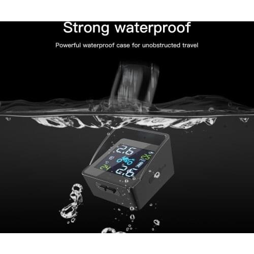 Vehemo 2PCS Sensor Tire Pressure Alarm Tire Pressure Monitoring System Solar Energy Motorbike for USB Tire Pressure Monitoring