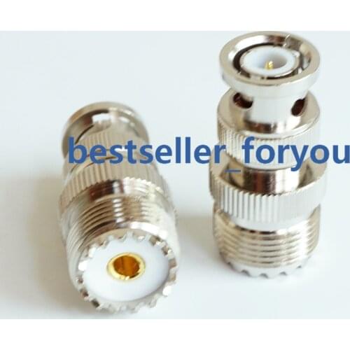 1Pcs UHF Female SO-239 SO239 plug to BNC Male jack RF adapter connector PL259