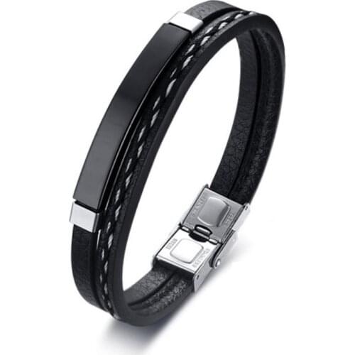 100pcs/Lot Unique Leather Bracelets For Men Women Casual Stainless Steel Bangle Fashion Hypotenuse Pulseira Jewelry Wholesale