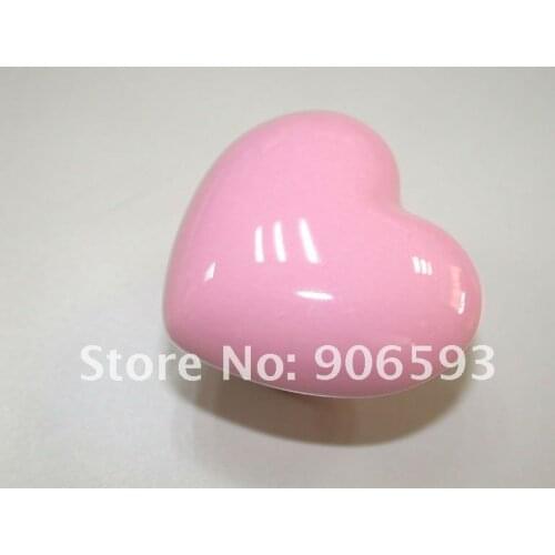 100pcs lot free shipping Pink love heart ceramic cabinet knob