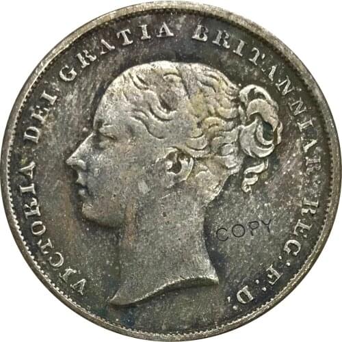 1858 United Kingdom 1 One Shilling Victoria Cupronickel Plated Silver Copy Coin