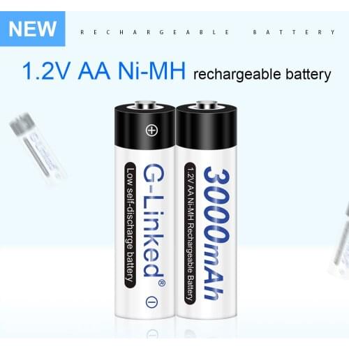 2PCS AA Battery Rechargeable Battery 1.2V AA 3000mAh Ni-MH Pre-charged Rechargeable Battery 2A Bateria AA for Camera Flashlight