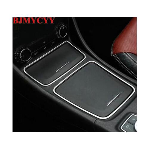 BJMYCYY 2pcs Center Console Storage Box Cigarette Ashtray Holder Cover Trim sticker For Mercedes Benz CLA GLA Class W176 C117