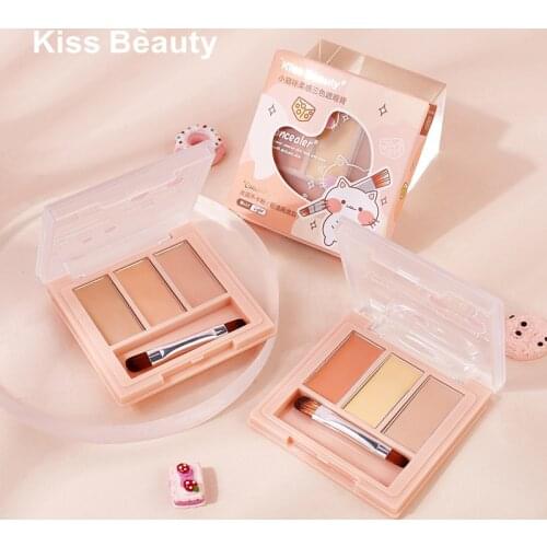 KISS BEAUTY 3 Colors Concealer To Cover Acne Marks Dark Circles Brighten Skin Tone Moisturize Foundation Cream Face Makeup TSLM2
