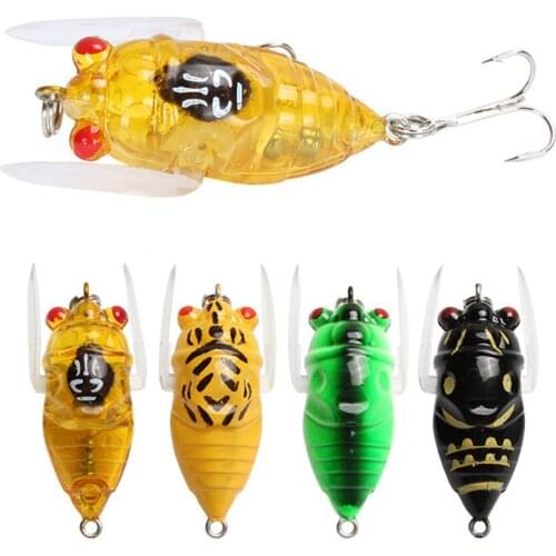 4Pcs Crank Fishing Bait 6g 45mm Cicada Insect Hard Lure Topwater Artificial Wobblers Carp Trout Fly Fishing Accessories