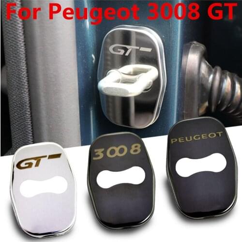 FLYJ 4PCS Car Door Lock Buckle cover car accessories interior Door Lock cover protector Buckle For Peugeot 3008 GT