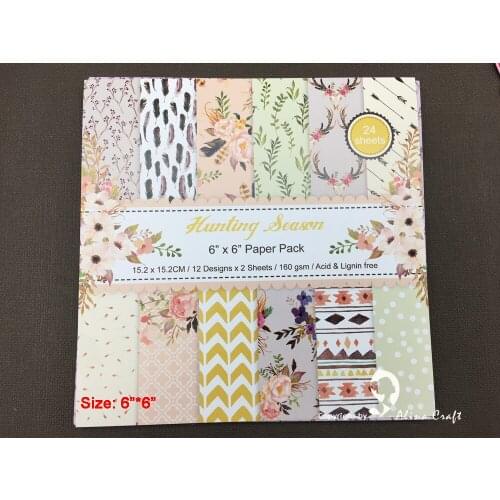 AlinaCraft 24 sheet 6"X6" hunting season Scrapbooking design patterned paper pack andmade craft paper craft Background pad