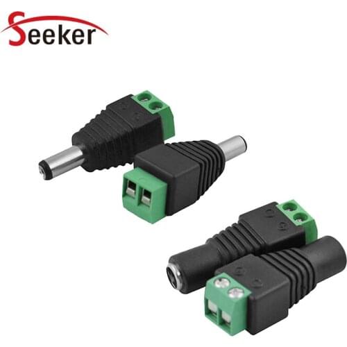 Free Shipping 500pcs/Pack CCTV Security DC Connector Male Female DC Jack 5.5x2.1mm for LED Light Strip DC Plug